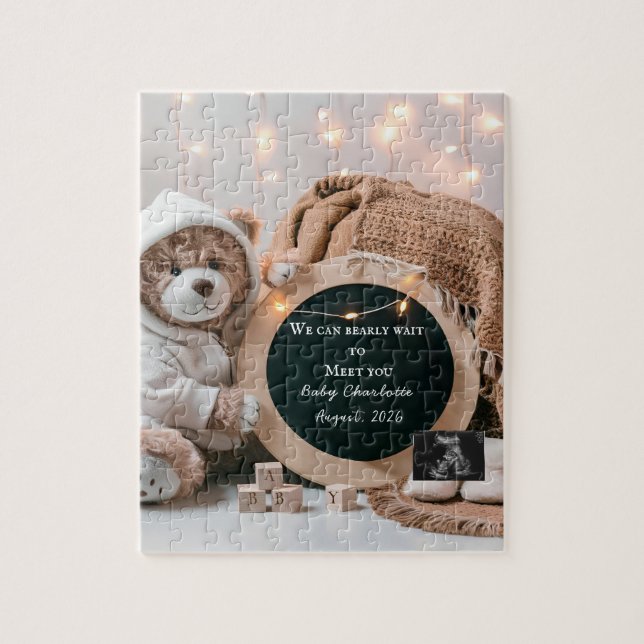 Bearbeitbare neutrale Schwangerschaftsankündigung Puzzle (Vertikal)