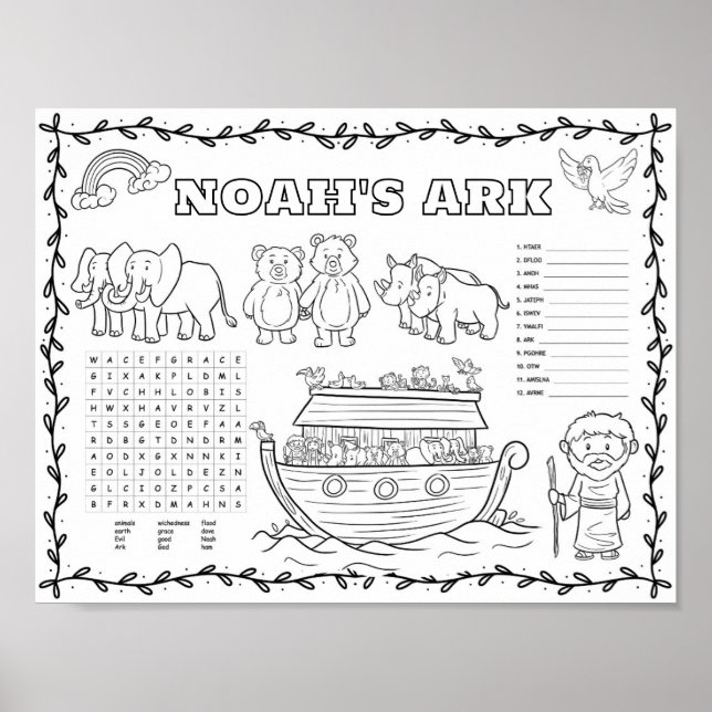 Bearbeitbare Noah-Arche-Farbmatte  Poster (Vorne)
