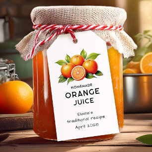 Bearbeitbare Orangensaft-Küchenvorratsetikett Geschenkanhänger