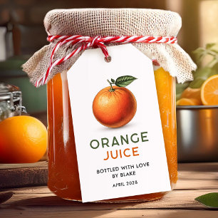 Bearbeitbare Orangensaft-Vorratslabel Geschenkanhänger