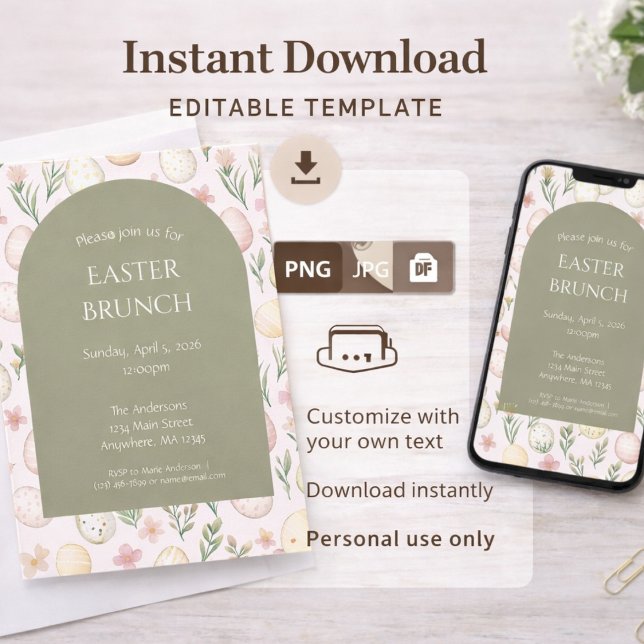 Bearbeitbare Oster-Brunch-Einladung zum Sofort-Dow Einladung (Von Creator hochgeladen)
