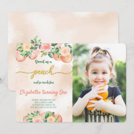 Bearbeitbare Peach-Foto-Einladungen Einladung