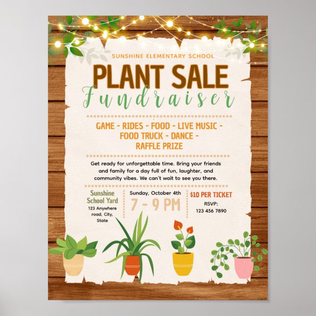 Bearbeitbare Pflanzensale-Fundraiser-Flugblatt Poster (Vorne)