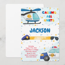 Bearbeitbare Polizei zum Geburtstag Einladung