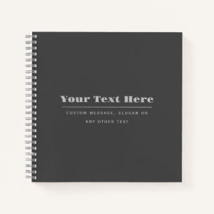 Bearbeitbare Retro-Modern-Textvorlage Dunkelgrau Notizbuch