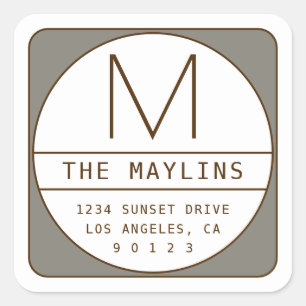 Bearbeitbare, Retro-moderne Designvorlage   Gray B Quadratischer Aufkleber