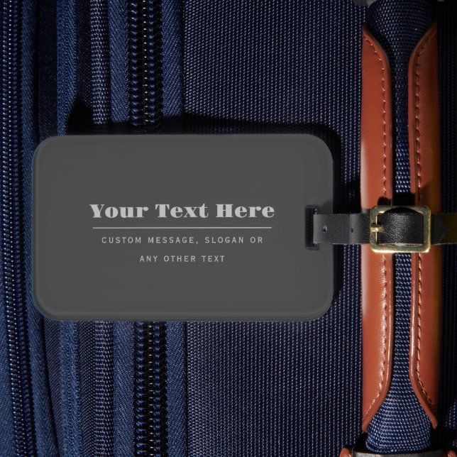 Bearbeitbare, Retro-moderne Textvorlage | Dunkelgr Gepäckanhänger (Vorderseite Insitu 4)