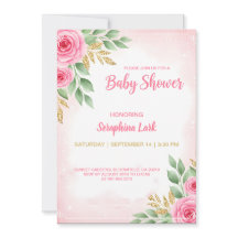 Bearbeitbare rosa Babyparty-Karte für Mädchen