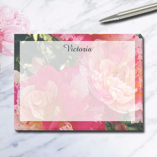 Bearbeitbare rosa weiße gestreifte Rosen Blumen 10 Post-it Klebezettel