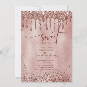 Bearbeitbare Rose Gold Sweet 16 Vorlage