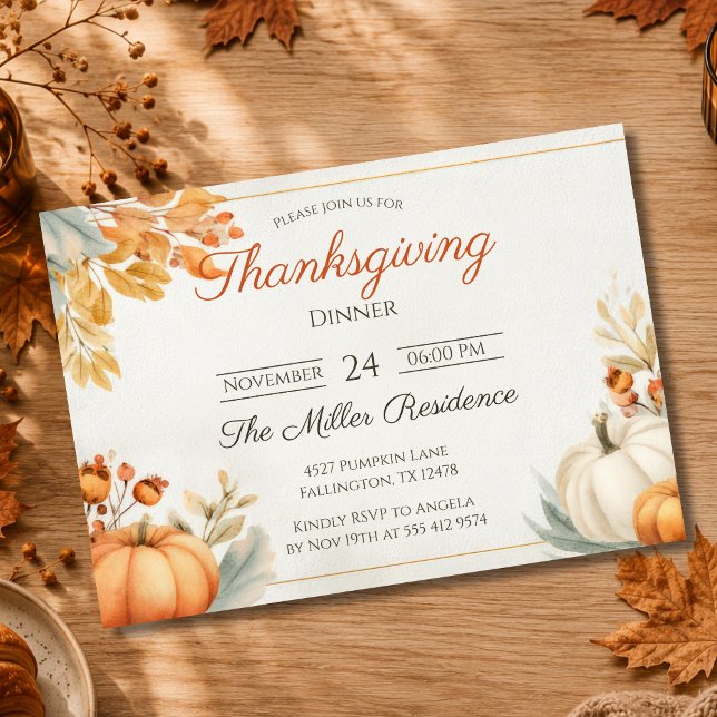 Bearbeitbare rustikale Herbst-Thanksgiving-Einladu Einladung (Von Creator hochgeladen)