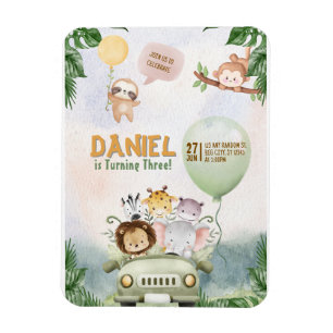 Bearbeitbare Safari-Geburtstagseinladung Magnet