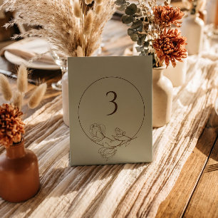 Bearbeitbare Sage Boho Florale Hochzeitstisch-Numm Sockelschild