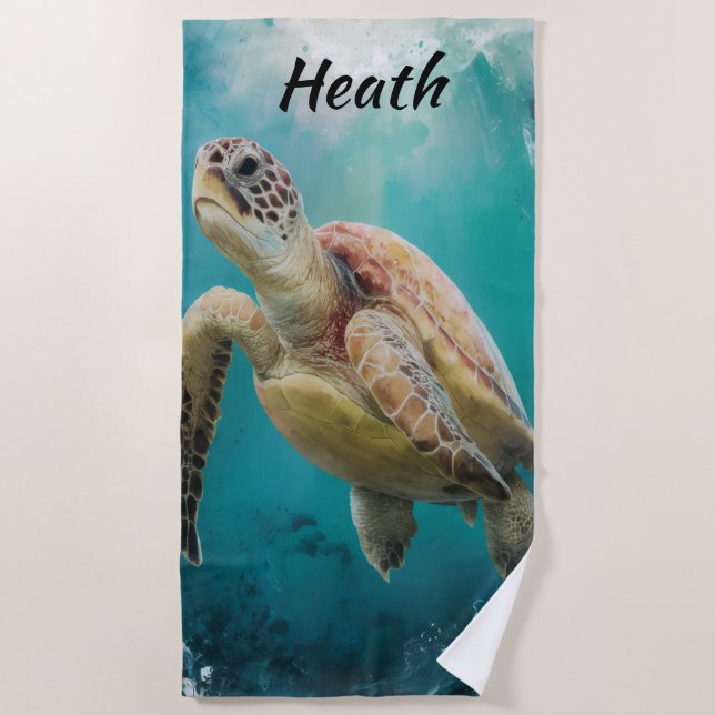 Bearbeitbare Schildkröte Strandtuch (Vorderseite)