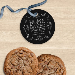 Bearbeitbare Schnörkel Zuhause mit Liebe-Tag gebac Geschenkanhänger
