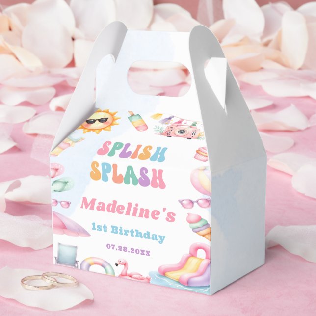 Bearbeitbare Sommer Splish Splash Geburtstagsfeier Geschenkschachtel (Hochzeit)