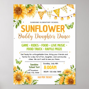 Bearbeitbare Sonnenblumen-Schultanz-Flugblatt Poster