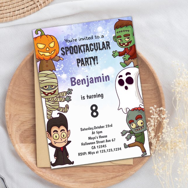 Bearbeitbare Spooky-Party-Karte Einladung (Boy Halloween Birthday Invitations)