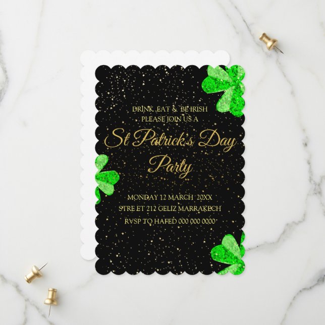 Bearbeitbare St. Patrick's Day-Party-Einladung, Vo Save The Date (Vorderseite/Rückseite Beispiel)
