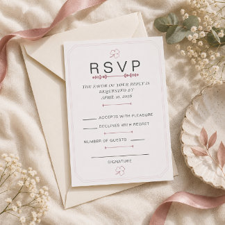 Bearbeitbare Staubige Rose Minimale RSVP-Karte RSVP Karte