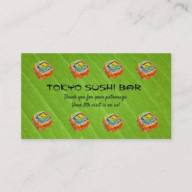 Bearbeitbare Sushi Bar Loyalty Rewards-Karte Treuekarte (Vorderseite)