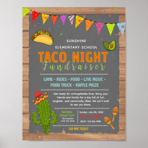 Bearbeitbare Taco-Fiesta-Spendenaktion-Flugblatt Poster