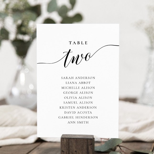 Bearbeitbare Tischnummer Zwei Sitzkarten (Table number wording Two. Hanging seating chart)
