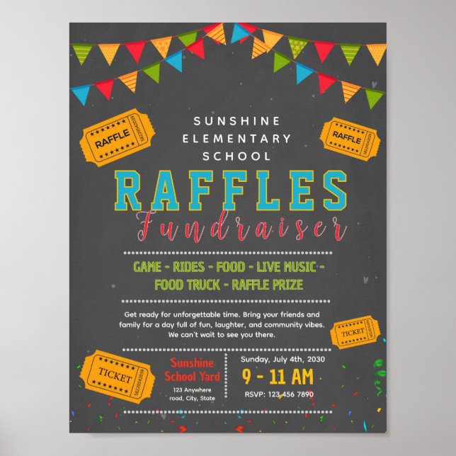 Bearbeitbare Tombola-Ticket-Fundraising-Flugblatt Poster (Vorne)