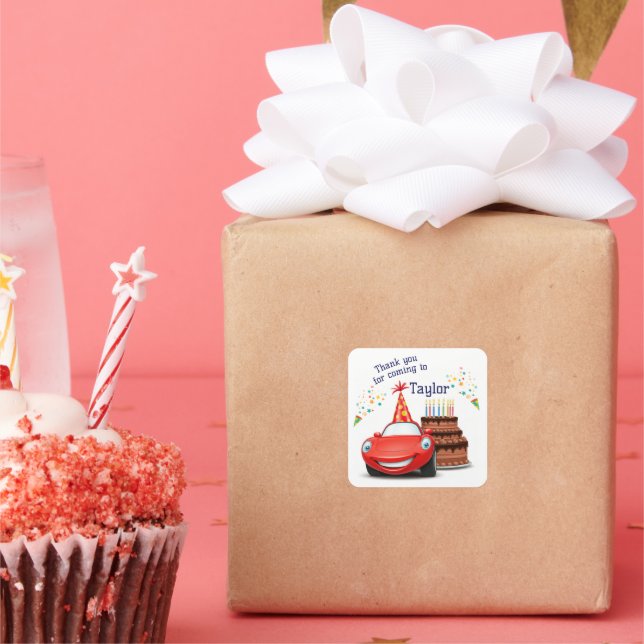 Bearbeitbare und druckbare Design-Cars Quadratischer Aufkleber (Party)