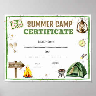 Bearbeitbare Urkunde für das Sommercamp Poster