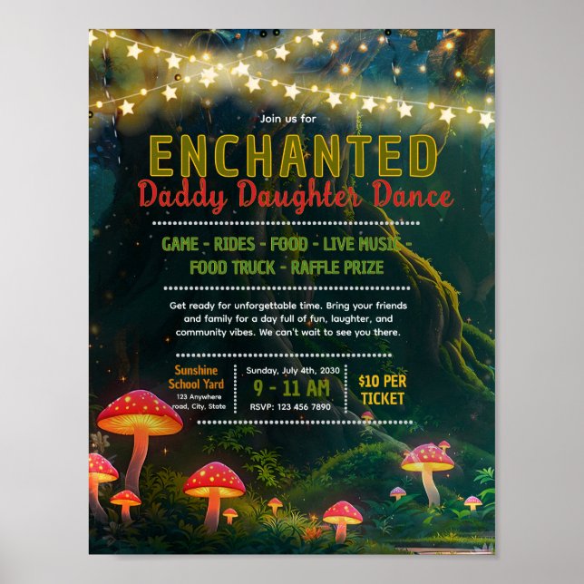 Bearbeitbare verzauberte Daddy-Dochter-Tanz-Flugbl Poster (Vorne)