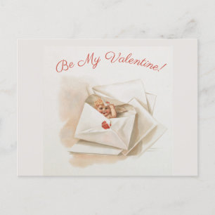 Bearbeitbare Vintage-Cherub-Valentine mit Blick Postkarte
