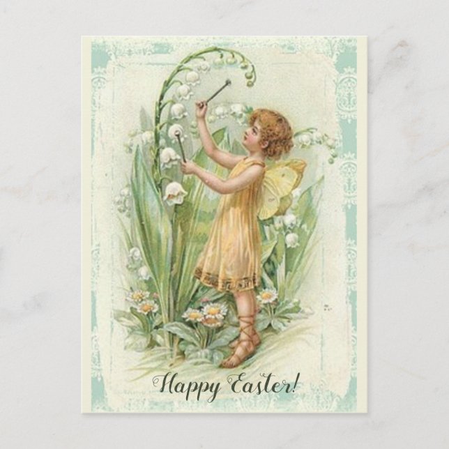 Bearbeitbare Vintage Fairy mit Lilie im Tal Postkarte (Vorderseite)