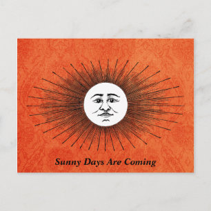 Bearbeitbare Vintage-Himmelsorange-Sonnenstrahlen Postkarte