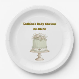 Bearbeitbare Vintage-Neutrale Babyparty Pappteller