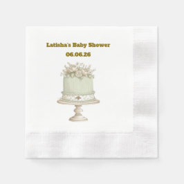 Bearbeitbare Vintage-Neutrale Babyparty Serviette