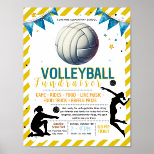 Bearbeitbare Volleyball-Spendenflyer Poster