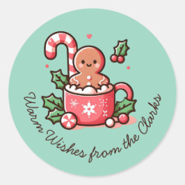 Bearbeitbare Warme Wünsche Gingerbrot Cookie Runder Aufkleber