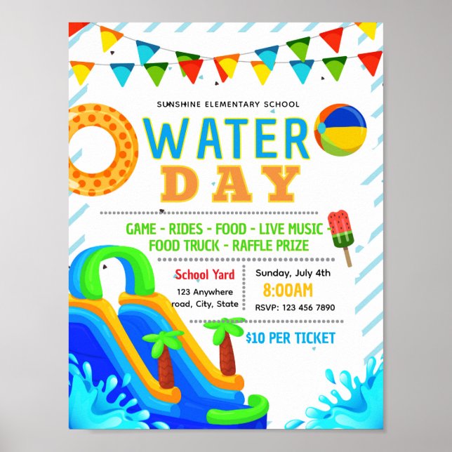 Bearbeitbare Wasser-Tag-Flugblatt Poster (Vorne)