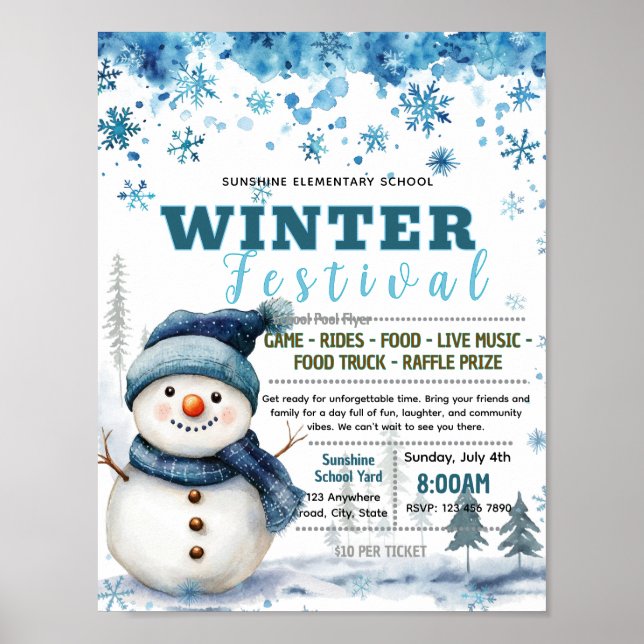 Bearbeitbare Winterfest-Flugblatt Poster (Vorne)