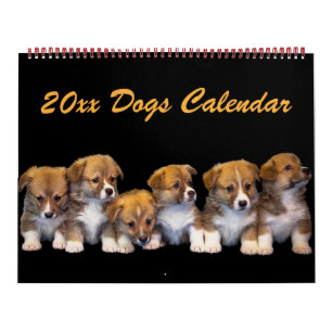 Bearbeitbarer 20xx-Hunde-Kalender Kalender