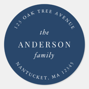 Bearbeitbarer Familienname der Farbe Rücksendeadre Runder Aufkleber