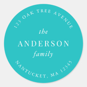 Bearbeitbarer Familienname der Farbe Rücksendeadre Runder Aufkleber