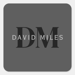 Bearbeitbarer Firmenname (oder anderer Text) Grau Quadratischer Aufkleber