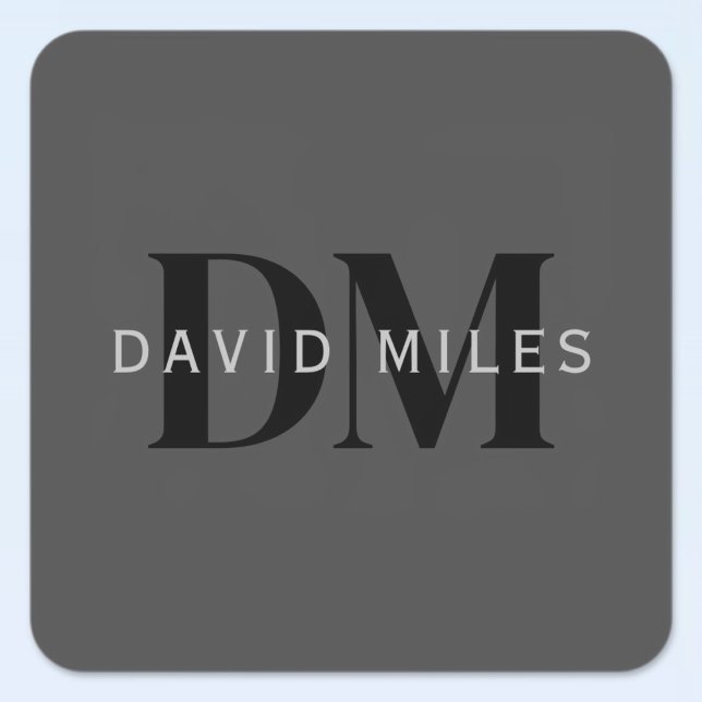 Bearbeitbarer Firmenname (oder anderer Text) Grau Quadratischer Aufkleber (Von Creator hochgeladen)