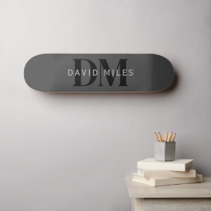 Bearbeitbarer Firmenname (oder anderer Text) Grau Skateboard