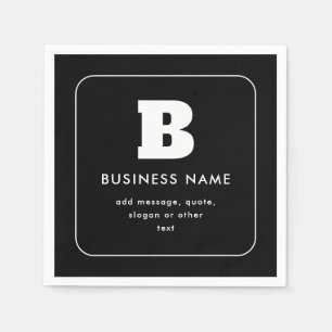 Bearbeitbarer Firmenname & Slogan   Schwarz und We Serviette