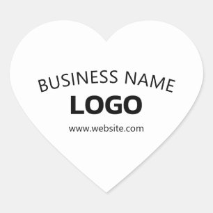 Bearbeitbarer Firmenname, Website und hochgeladene Herz-Aufkleber