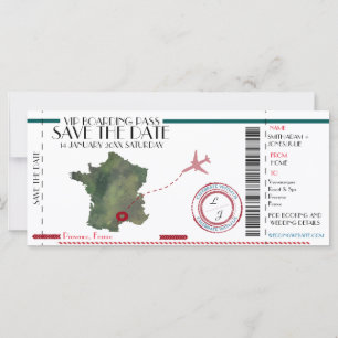 Bearbeitbarer Flugticket Save the Date