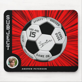 Bearbeitbarer Fußball Moderner Roter Meilenstein-G Mousepad